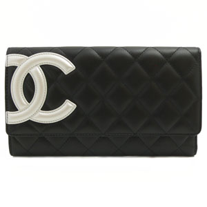 シャネル CHANEL 長財布 二つ折り カンボンライン レザー ココマーク キルティングA46645