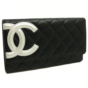 シャネル CHANEL 長財布 二つ折り カンボンライン レザー ココマーク キルティングA46645