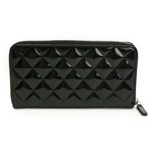 シャネル長財布 CHANEL シャネル 財布 ラウンドファスナー パテントレザー ココマーク キルティング マトラッセ ブラック A50097