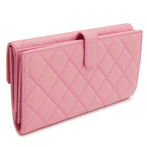 シャネル財布CHANEL Wホックフラップ マトラッセ レザー キルティング ライトピンク A48983