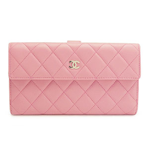 シャネル財布CHANEL Wホックフラップ マトラッセ レザー キルティング ライトピンク A48983