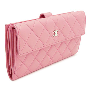 シャネル財布CHANEL Wホックフラップ マトラッセ レザー キルティング ライトピンク A48983