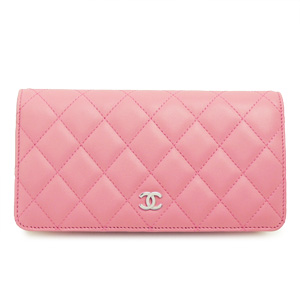 シャネル CHANEL 財布 二つ折り キルティング マトラッセ レザー ローズピンク A31509
