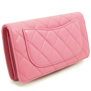 シャネル CHANEL 財布 二つ折り キルティング マトラッセ レザー ローズピンク A31509