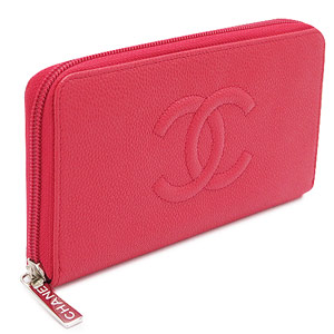 シャネル CHANEL 財布 ラウンドファスナー キャビアスキン ココマーク レッド A50071