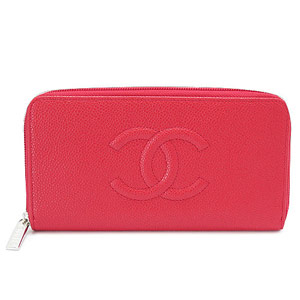 シャネル CHANEL 財布 ラウンドファスナー キャビアスキン ココマーク レッド A50071