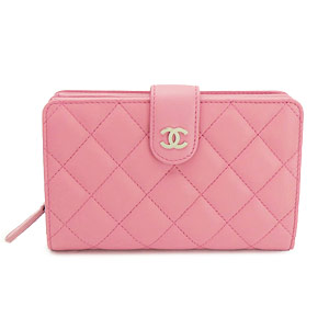 シャネル 長財布 CHANEL シャネル 財布 二つ折り マトラッセ キルティング レザー/ラム ROSE/ローズピンク A48667