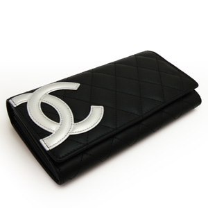 シャネルCHANEL 長財布 二つ折り カンボンライン レザー ココマーク キルティングA50077
