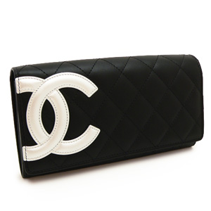 シャネルCHANEL 長財布 二つ折り カンボンライン レザー ココマーク キルティングA50077