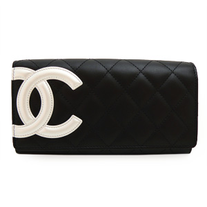 シャネルCHANEL 長財布 二つ折り カンボンライン レザー ココマーク キルティングA50077