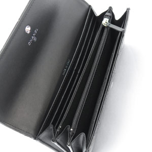 シャネル 二つ折り財布 パテントレザー ブリリアント キルティング ブラック A50107