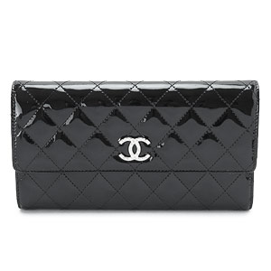 シャネルCHANEL 長財布 三つ折り 財布 ブリリアント パテント キルティングレザー/マトラッセ ブラック A48693