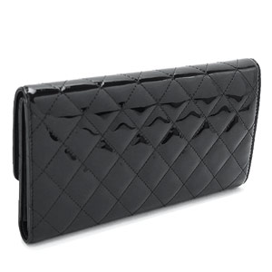 シャネルCHANEL 長財布 三つ折り 財布 ブリリアント パテント キルティングレザー/マトラッセ ブラック A48693