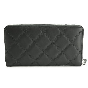 CHANELシャネル 財布 ラウンドファスナー キルティング レザー ココマーク ブラック A69099