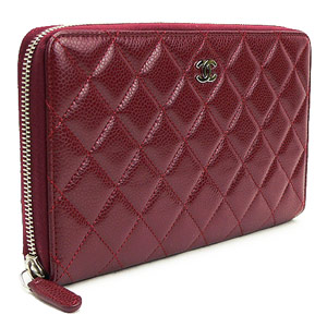シャネルCHANEL 長財布 ラウンドファスナー キャビアスキン/CAVIAR ココマーク キルティング マトラッセ ルージュレッド/ROUGE RED A4898