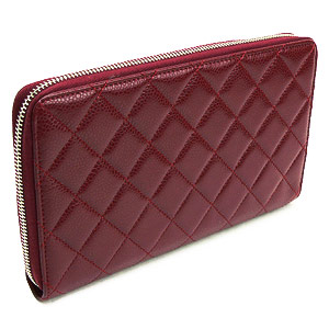 シャネルCHANEL 長財布 ラウンドファスナー キャビアスキン/CAVIAR ココマーク キルティング マトラッセ ルージュレッド/ROUGE RED A4898