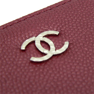 シャネル財布 ラウンドファスナー キャビアスキン ココマーク レッド A68719