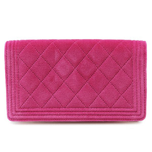 シャネル長財布 CHANEL 二つ折り BOY CHANEL/ボーイシャネル マトラッセ ベロア ローズ A68901