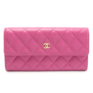 シャネルCHANEL 財布 二つ折りフラップ タイムレスクラシック マトラッセ レザー フューシャピンク A50096