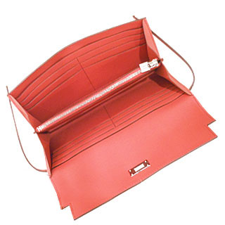 エルメス ケリー ポルテヴァリュル[Kelly porte Valeurs]フラッグ　ロング エプソン　コライユ×フラミンゴ シバー金具   he-ac-3608