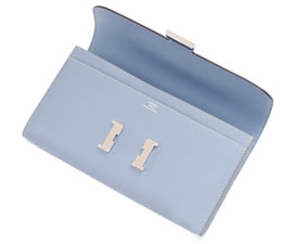 エルメス　コンスタンスロング　ブルーラン　ヴォーエプソン　シルバー金具　  he-ct-1006