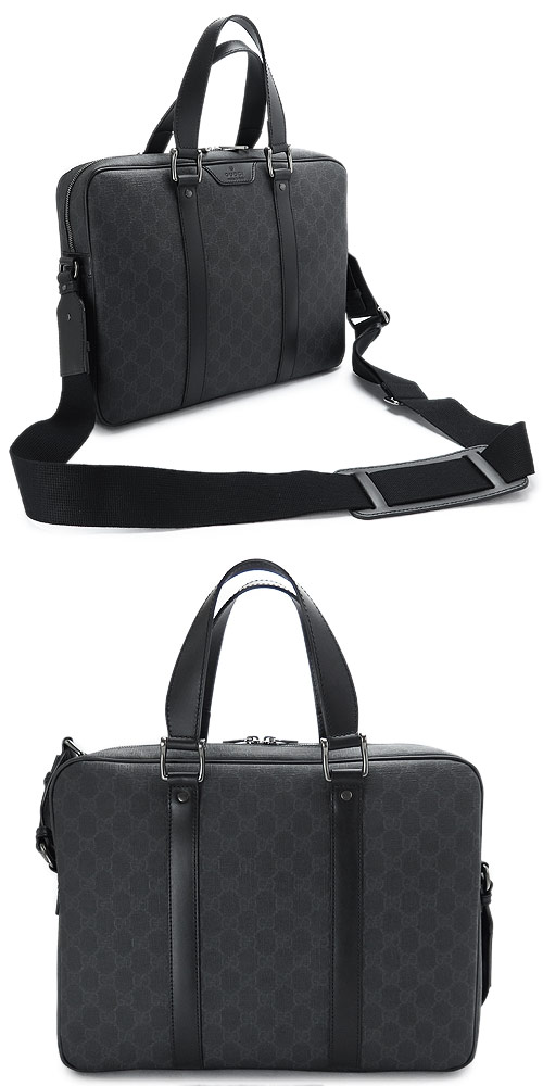 グッチ GUCCI ビジネスバッグ/ブリーフケース 『2015年春夏新作』GGSUPREME/GGスプリーム PVC キャンバス ブラック×グレー 368557 KHN7R 1078