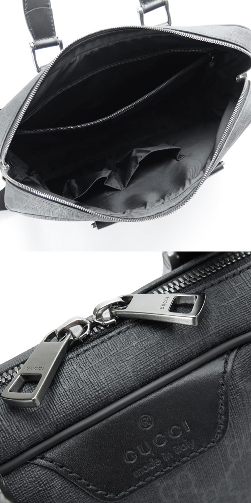グッチ GUCCI ビジネスバッグ/ブリーフケース 『2015年春夏新作』GGSUPREME/GGスプリーム PVC キャンバス ブラック×グレー 368557 KHN7R 1078