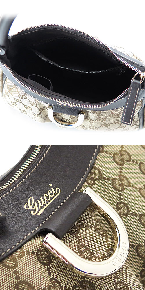 グッチブランドバッグ ショルダーバッグ GUCCI ハンドバッグ D GOLD/Dゴールド Dリング GGキャンバス ベージュ×ダークブラウン 190525 FFPAG 9643