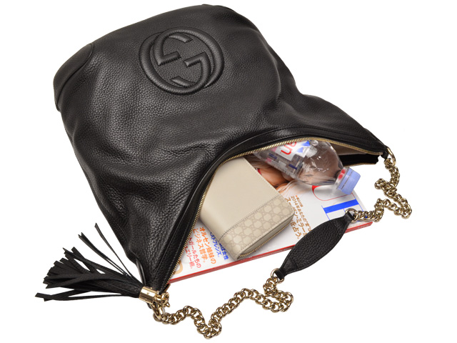 グッチブランド GUCCI ショルダーバッグ チェーンショルダー レディース SOHO/ソーホー ブラック レザー 308981a7m0g1000
