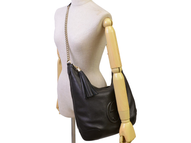 グッチブランド GUCCI ショルダーバッグ チェーンショルダー レディース SOHO/ソーホー ブラック レザー 308981a7m0g1000