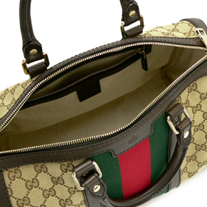 グッチ ボストンバッグ GUCCI 2WAYショルダーバッグ 旅行鞄 VINTAGE WEB GG柄レザー/GGキャンバス ベージュ×ダークブラウン 247205 FWCZG 9791