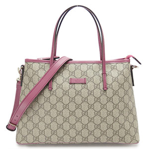 グッチバッグ トートバッグ GUCCI 2WAYショルダーバッグ GG SUPREME SELLERIA/GGスプリームキャンバス ベージュ×ダスティローズ 353440 KGDHZ 9777