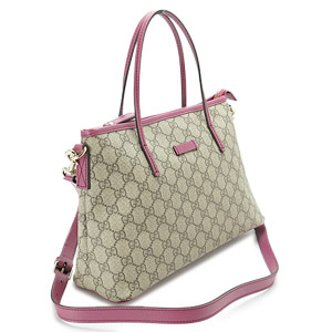 グッチバッグ トートバッグ GUCCI 2WAYショルダーバッグ GG SUPREME SELLERIA/GGスプリームキャンバス ベージュ×ダスティローズ 353440 KGDHZ 9777