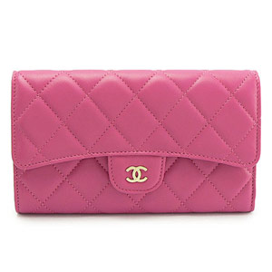 シャネル財布CHANEL シャネル 三つ折り マトラッセ キルティング ラムレザー フューシャピンク A31506 LAMB FUXIA PINK