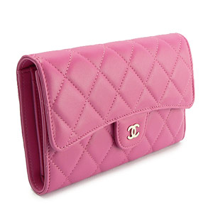 シャネル財布CHANEL シャネル 三つ折り マトラッセ キルティング ラムレザー フューシャピンク A31506 LAMB FUXIA PINK