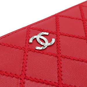 シャネル財布 CHANEL シャネル 財布 ラウンドファスナー ココマーク キルティング レザー レッド A80143 RED
