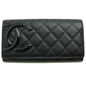 シャネル CHANEL 長財布 Wホック カンボンライン レザー ココマーク キルティング ブラック×ピンク A46643 BKBKPK