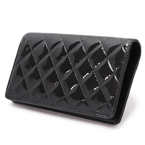 シャネル CHANEL 長財布 二つ折り ブリリアントライン キルティング マトラッセ パテントレザー ブラックA48691 PATENT BK/SV