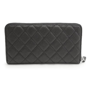 シャネル財布 CHANEL シャネル 財布 ラウンドファスナ レザー キャビアスキン キルティング マトラッセ ブラック×ボルドー A50097 Y06500 C3906 CAVIAR BKBO/SV