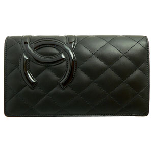 シャネルCHANEL 長財布 カンボンライン レザー ココマーク入り キルティング ブラック+ピンク A26717 Y03880 C2054