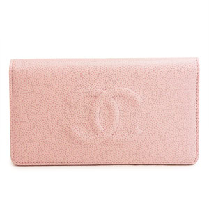 シャネル財布 二つ折り ココマーク レザー キャビア ライトピンク A48651 CAVIAR LIGHT PINK