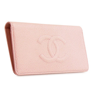 シャネル財布 二つ折り ココマーク レザー キャビア ライトピンク A48651 CAVIAR LIGHT PINK