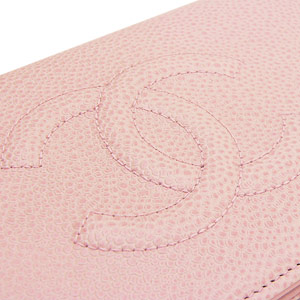 シャネル財布 二つ折り ココマーク レザー キャビア ライトピンク A48651 CAVIAR LIGHT PINK