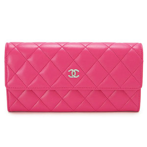 シャネルCHANEL 財布 二つ折りフラップ マトラッセ ラムレザー ピンク A50096 LAMB PINK