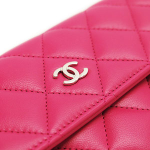 シャネルCHANEL 財布 二つ折りフラップ マトラッセ ラムレザー ピンク A50096 LAMB PINK