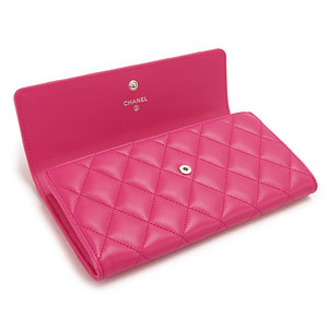 シャネルCHANEL 財布 二つ折りフラップ マトラッセ ラムレザー ピンク A50096 LAMB PINK