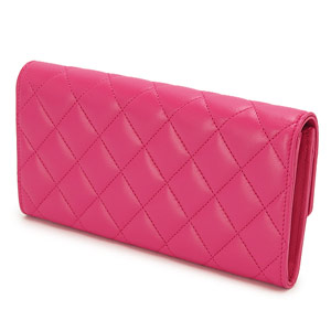 シャネルCHANEL 財布 二つ折りフラップ マトラッセ ラムレザー ピンク A50096 LAMB PINK