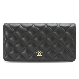 シャネル CHANEL財布 二つ折り ココマーク キルティング マトラッセ ボルドー ラムスキン ブラック×ボルドー/GD A31509 Y01480 BLACK/BORDEAUX/GD