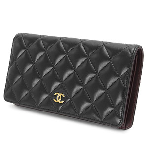 シャネル CHANEL財布 二つ折り ココマーク キルティング マトラッセ ボルドー ラムスキン ブラック×ボルドー/GD A31509 Y01480 BLACK/BORDEAUX/GD