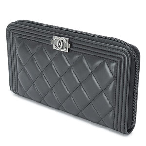 シャネル財布 ラウンドファスナー BOY CHANEL/ボーイシャネル キルティング マトラッセ レザー ブラック A80288 Y04639 NOIR